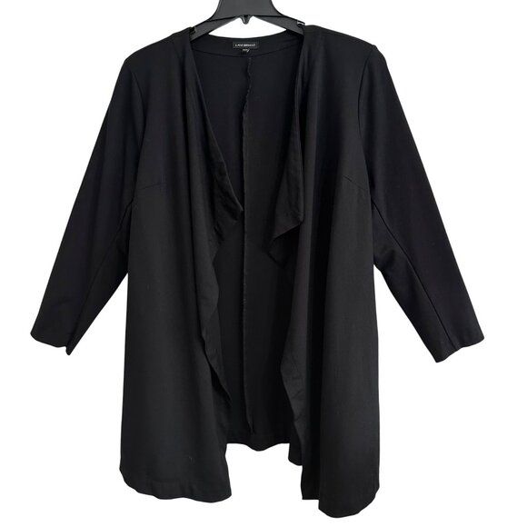 Lane Bryant Black Cascade Front Ponte Overpiece Cardigan SZ 18/20 Professional - Picture 1 of 6